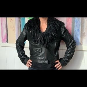 Fendi woman black leather jacket